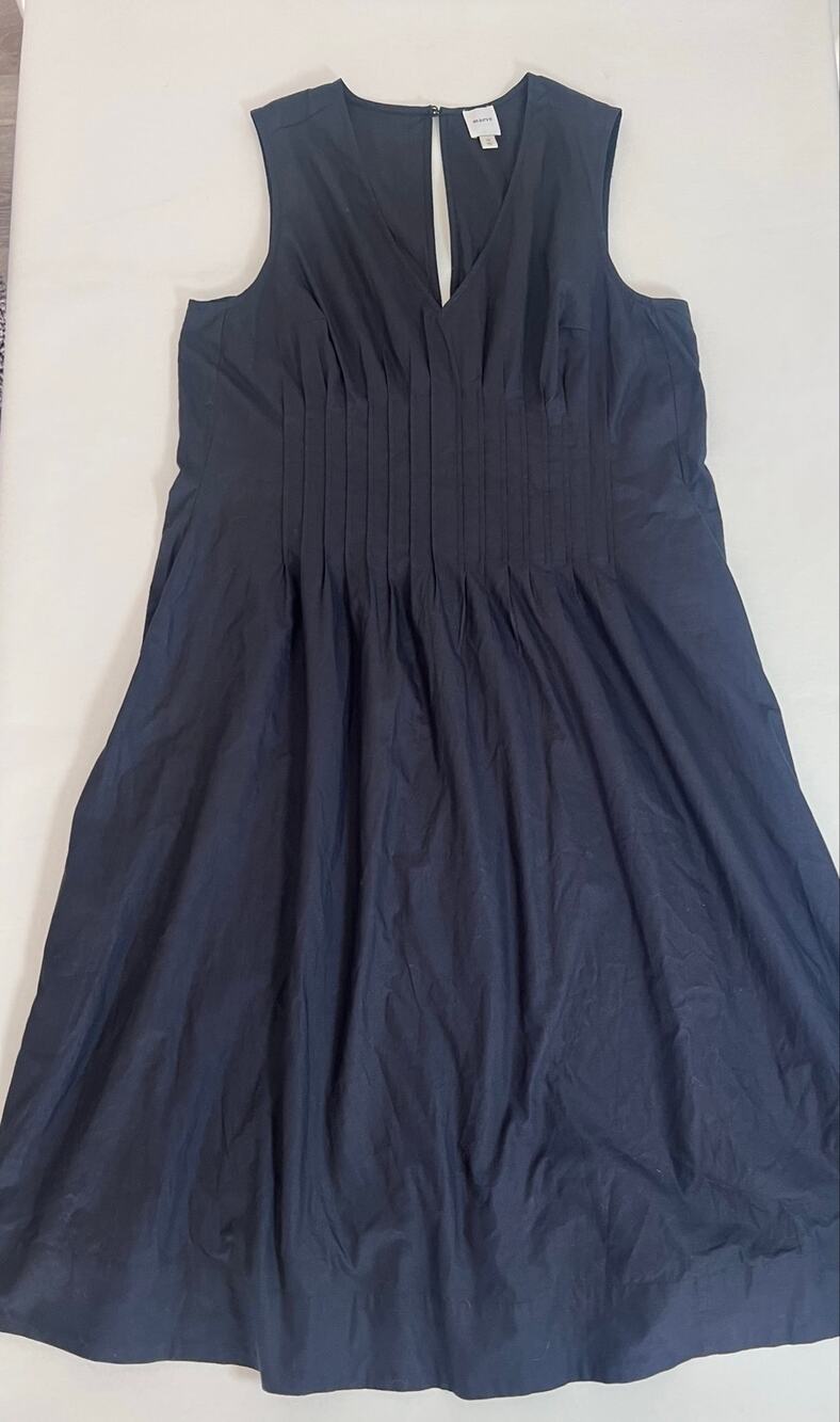 Maeve Anthropologie Navy Cotton Pintuck Midi Dress Sleeveless Plus Size 1X
